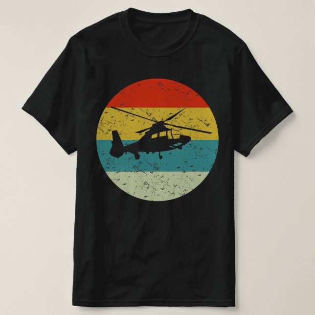 helicopter retro vintage silhouette 70s T-Shirt (Design Front)