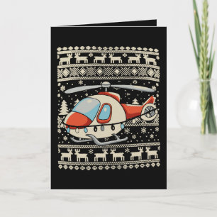 Helicopter Santa Hat Christmas Lights Ugly Xmas Card
