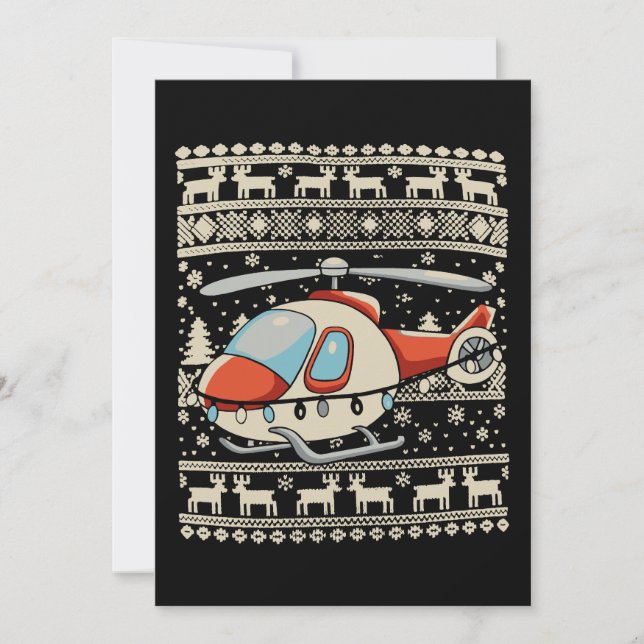 Helicopter Santa Hat Christmas Lights Ugly Xmas Invitation (Front)