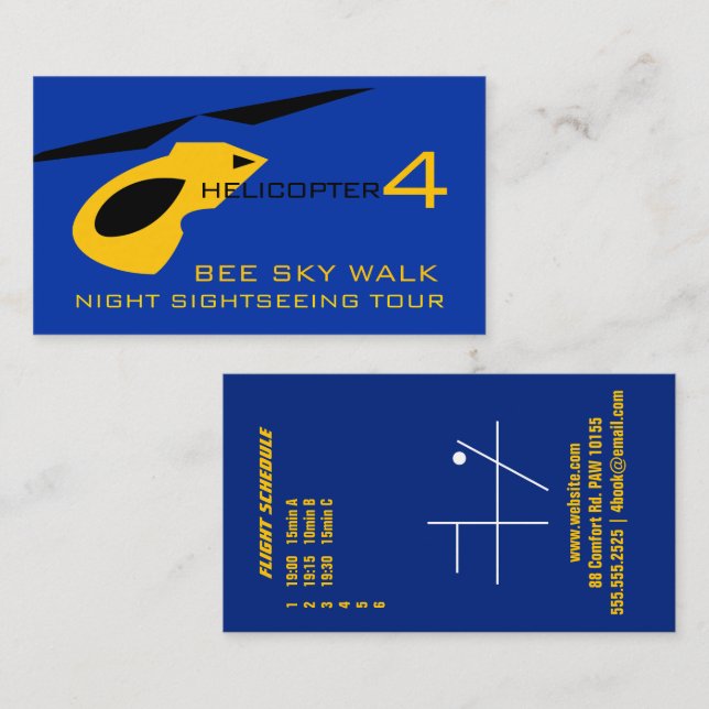Helicopter Sightseeing tour Business Card (Front/Back)