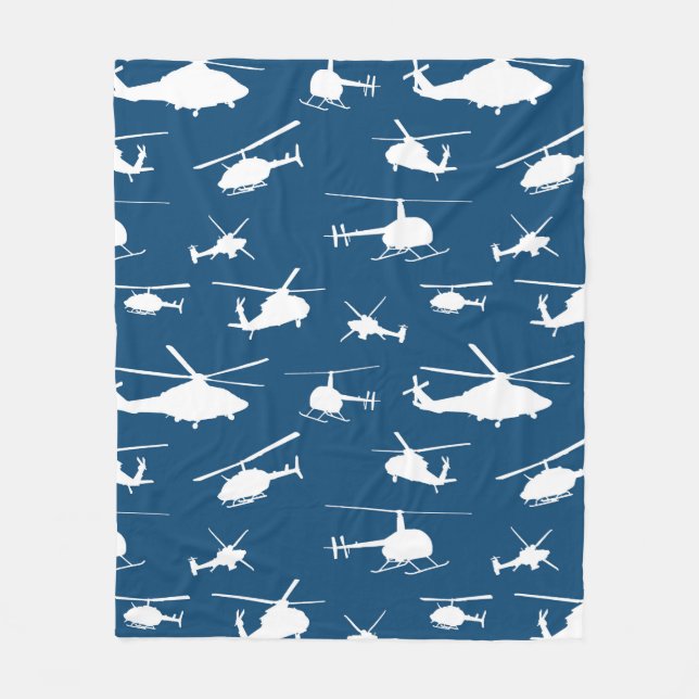 Helicopter Silhouettes // Navy Blue // Fleece Blanket (Front)