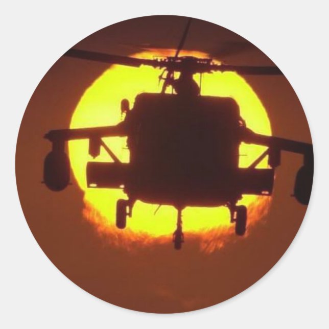 helicopter sun classic round sticker (Front)