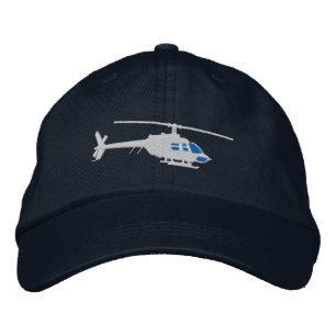 Helicopter Urban Chopper Silhouette Flying Embroidered Hat