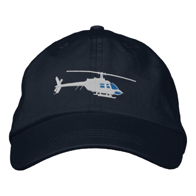 Helicopter Urban Chopper Silhouette Flying Embroidered Hat (Front)