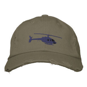 Helicopter Urban Chopper Silhouette Flying Embroidered Hat