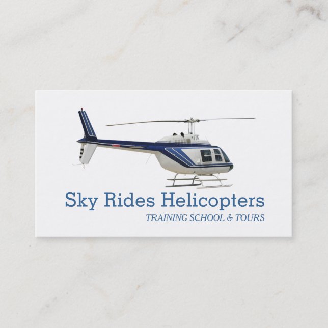 Helicopters Pilot Training Tours Flight School Business Card (Front)