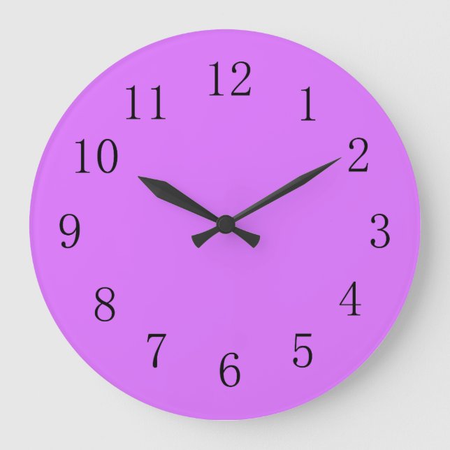 Heliotrope Reddish Purple Solid Colour Large Clock (Front)