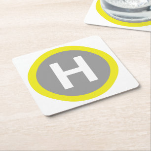 Helipad Sign Square Paper Coaster