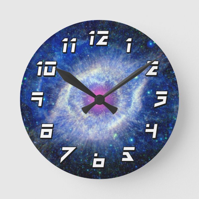 Helix Nebula Ultraviolet Eye of God Space Photo Round Clock (Front)