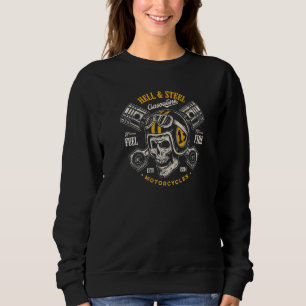 Hell And Steel Biker Skull Motorcycle Mens Sweatshirt