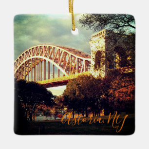 Hell Gate Bridge In Autumn Christmas Ornament