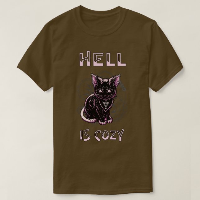 Hell Is Cozy Kitten Satan Goth Baphomet  T-Shirt (Design Front)