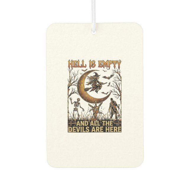 Hell Is Empty Halloween Witch Crescent Moon Skelet Car Air Freshener (Front)