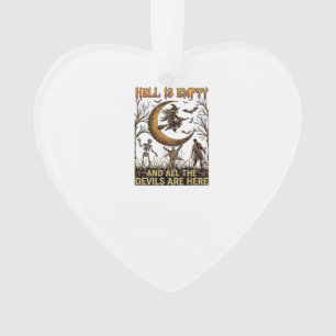 Hell Is Empty Halloween Witch Crescent Moon Skelet Ornament