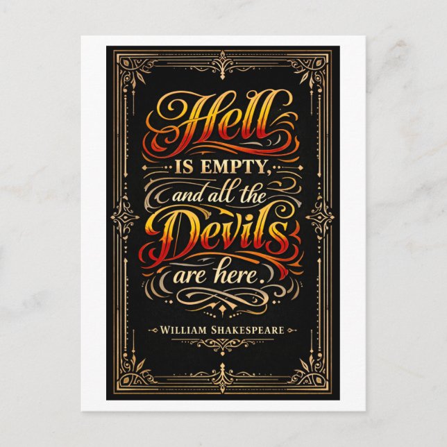 "Hell Is Empty" Shakespeare Postcard (Front)