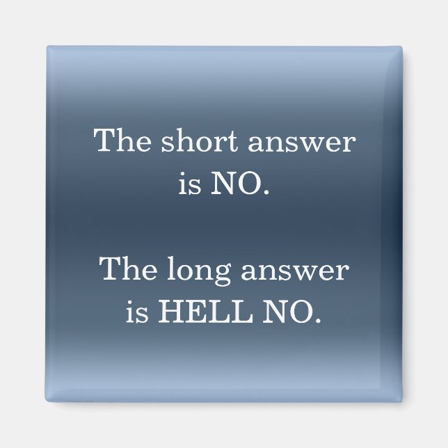 Hell No Sarcastic Funny Nope Humour Quote Novelty Magnet (Front)