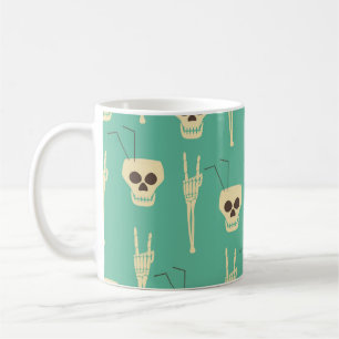 Hell party seamless pattern. Human skulls as goble Coffee Mug
