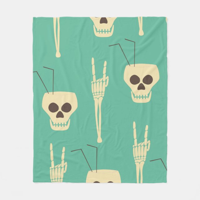 Hell party seamless pattern. Human skulls as goble Fleece Blanket (Front)