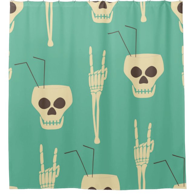 Hell party seamless pattern. Human skulls as goble Shower Curtain (Front)