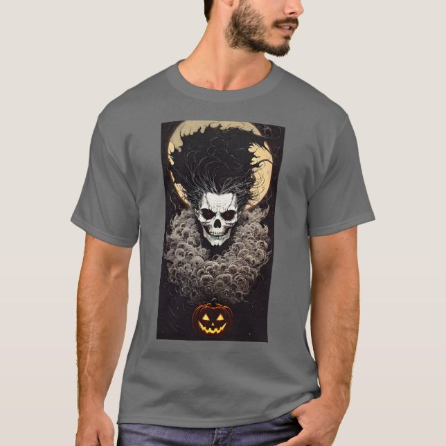 Hell Raiser Skull Halloween T-Shirt (Front)