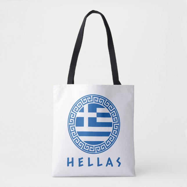 Hellas And Greece Flag Tote Bag (Front)