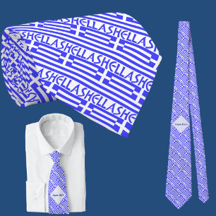 Hellas and Greek Flag Tiled Blue Personalisation  Tie