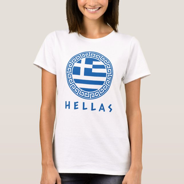 Hellas Flag Of Greece Women's White T-Shirt (Front)