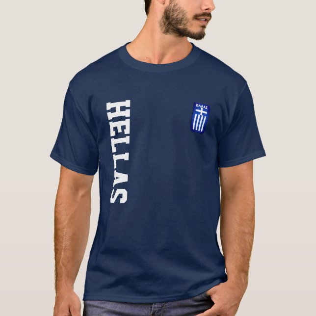 Hellas Flag 'Patch' & Name/Number Sports T-Shirt (Front)