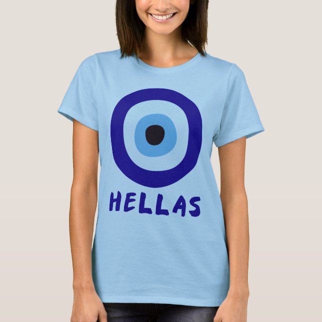 Hellas Greek Evil Eye Women's Blue T-Shirt (Front)