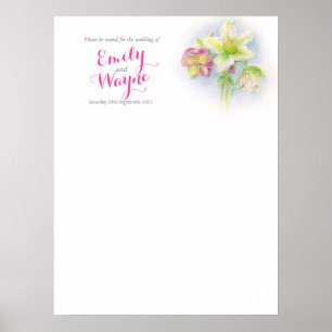 Hellebore art Wedding seating table planner blank Poster