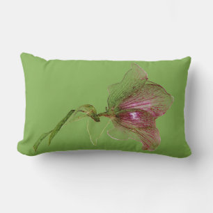 Hellebore botanical flower green purple lumbar cushion