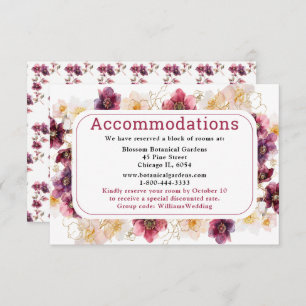 Hellebore Floral Burgundy Wedding Accommodations Enclosure Card