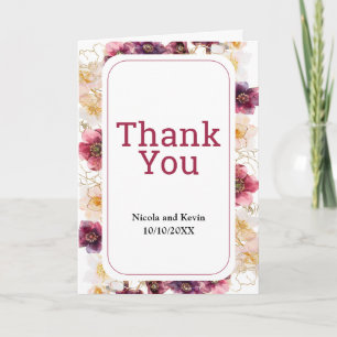 Hellebore Floral Burgundy Wedding Thank You Card