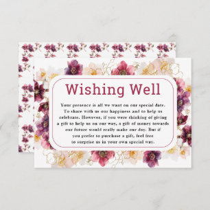 Hellebore Floral Burgundy Wedding Wishing Well Enclosure Card