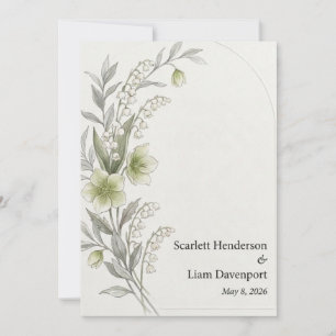 Hellebore, Lily of the Valley, Arch, and Watercolo Invitation