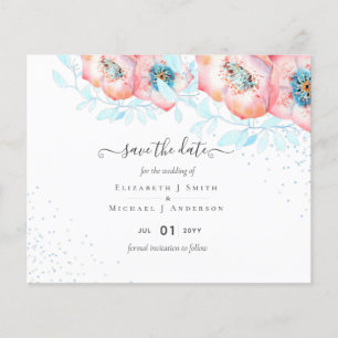 Hellebore Turquoise Peach Red Floral Wedding Flyer