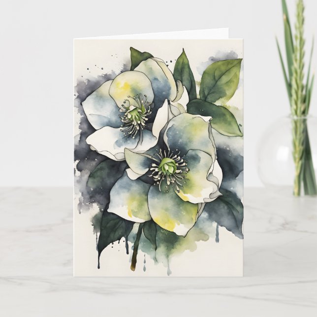 Hellebore - Watercolor flowers Card (Front)