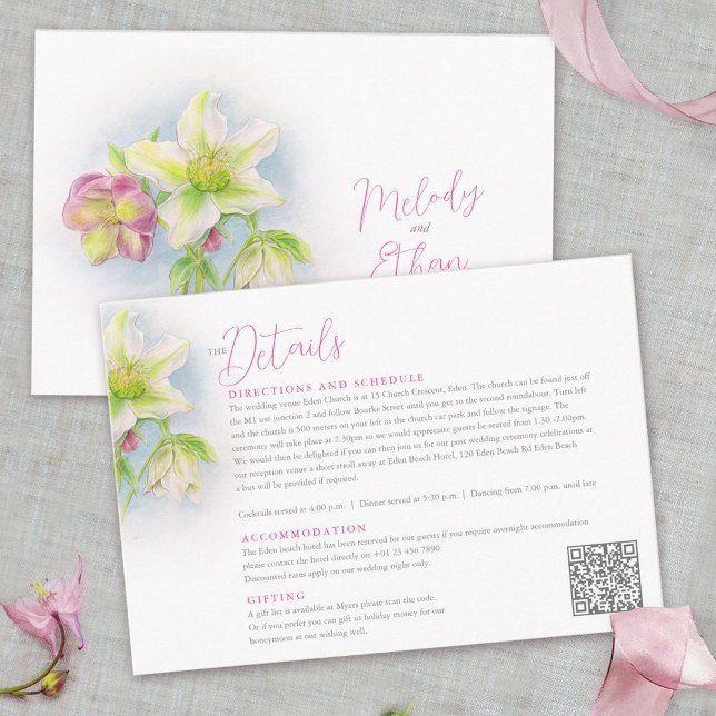 Hellebore watercolor spring wedding details enclosure card (Creator Uploaded)