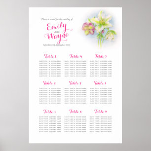 Hellebore watercolor Wedding table seating chart