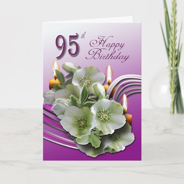 Hellebores 95th Birthday Wishes Greeting Card (Front)
