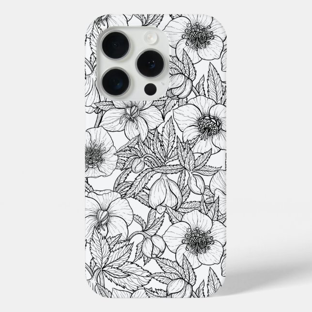 Hellebores in black and white Case-Mate iPhone case (Back)