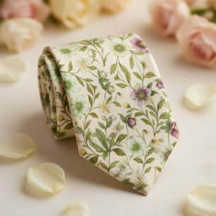 Helleborus Delicate Botanical Floral  Tie