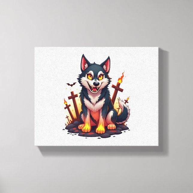 Hellhound Husky Dog Canvas Print (Front)