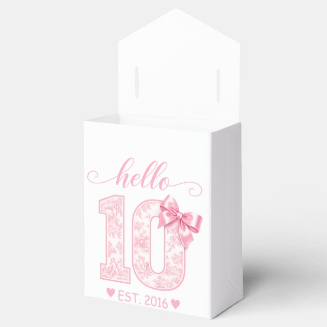 Hello 10 Birthday | Pink Hello 10 Custom Year Favour Box (Opened)