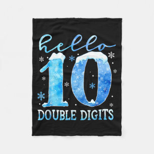 Hello 10 Double Digits Snowflakes Winter Christmas Fleece Blanket