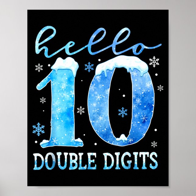 Hello 10 Double Digits Snowflakes Winter Christmas Poster (Front)