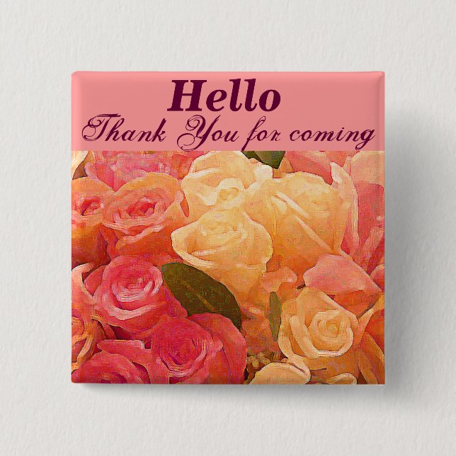 Hello_ 15 Cm Square Badge (Front)
