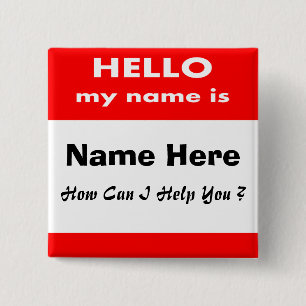 Hello 15 Cm Square Badge