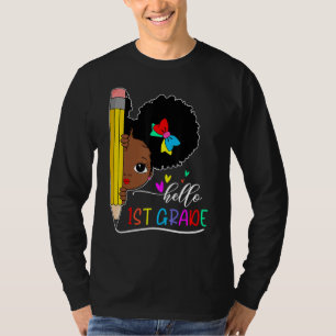 Hello 1st Grade Black Girl Back To School Teacher  T-Shirt