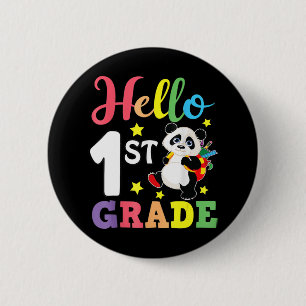 Hello 1st Grade Cute Panda Back To School Student 6 Cm Round Badge